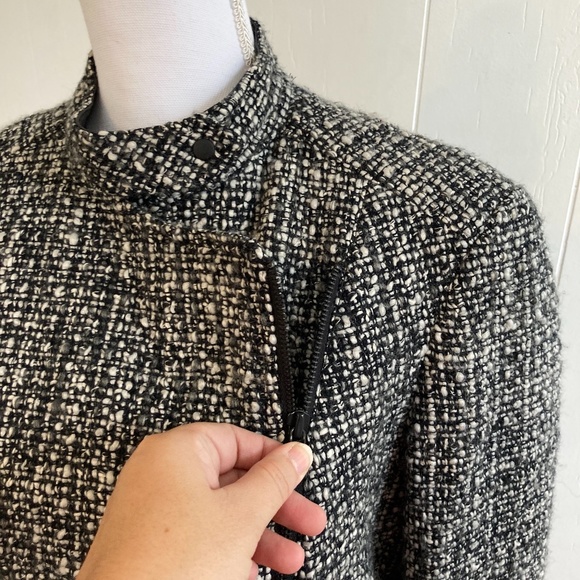 Kenneth Cole Moto Jacket Tweed Leather Trim M - Picture 4 of 12